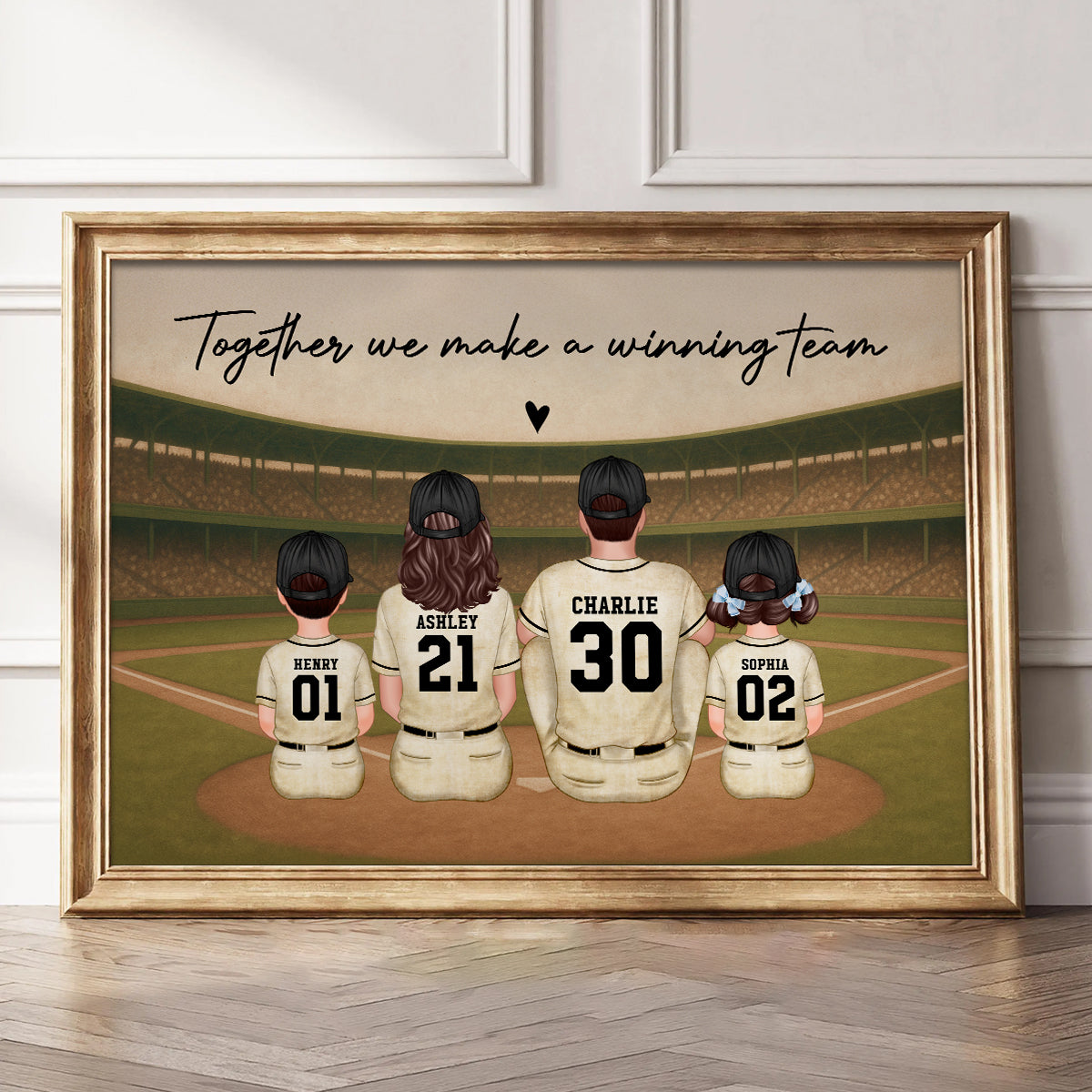 Retro Vintage Baseball Family Personalized Poster