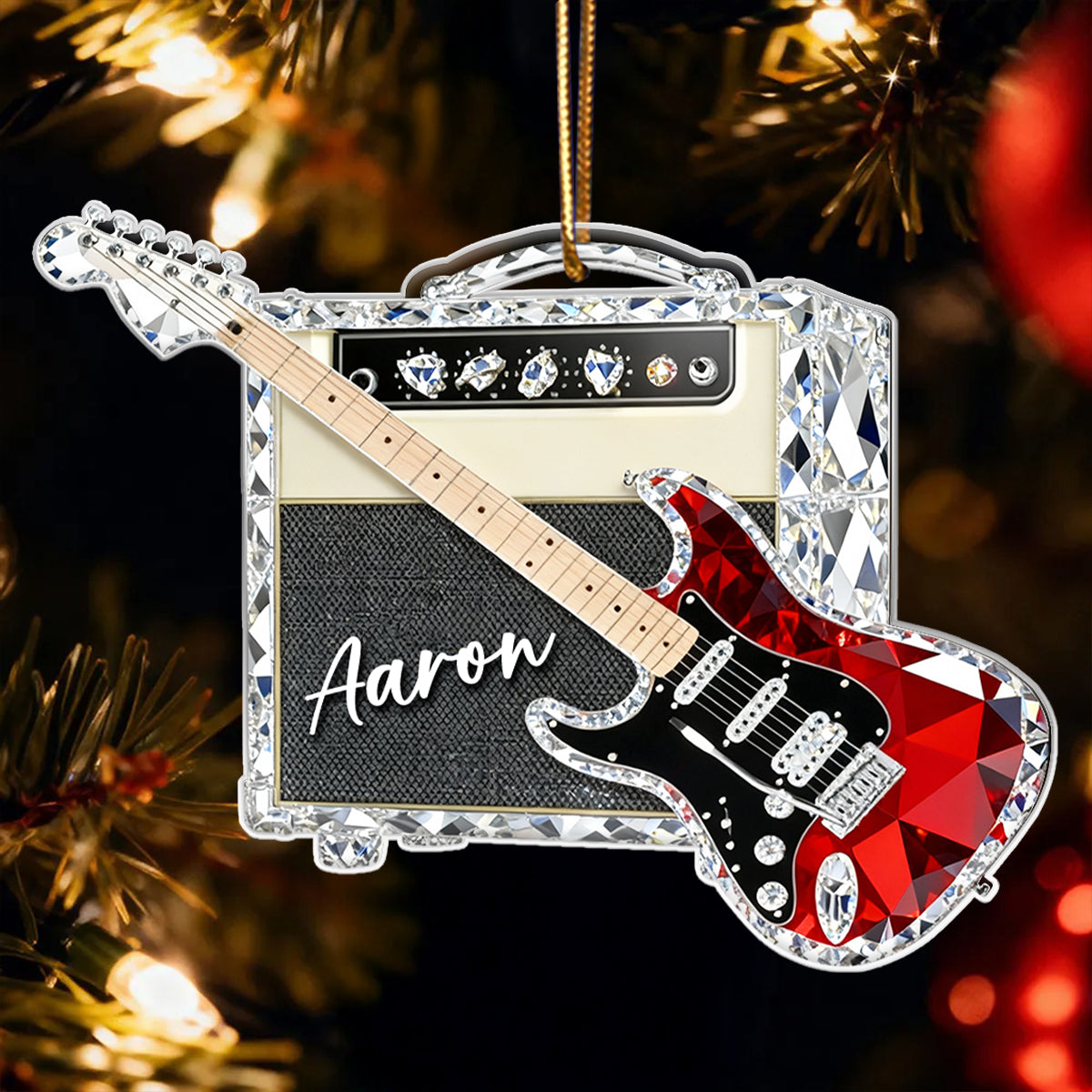 Guitar Music Crystal Effect - Personalized Acrylic Ornament - Unique Christmas Gift For Guitarist
