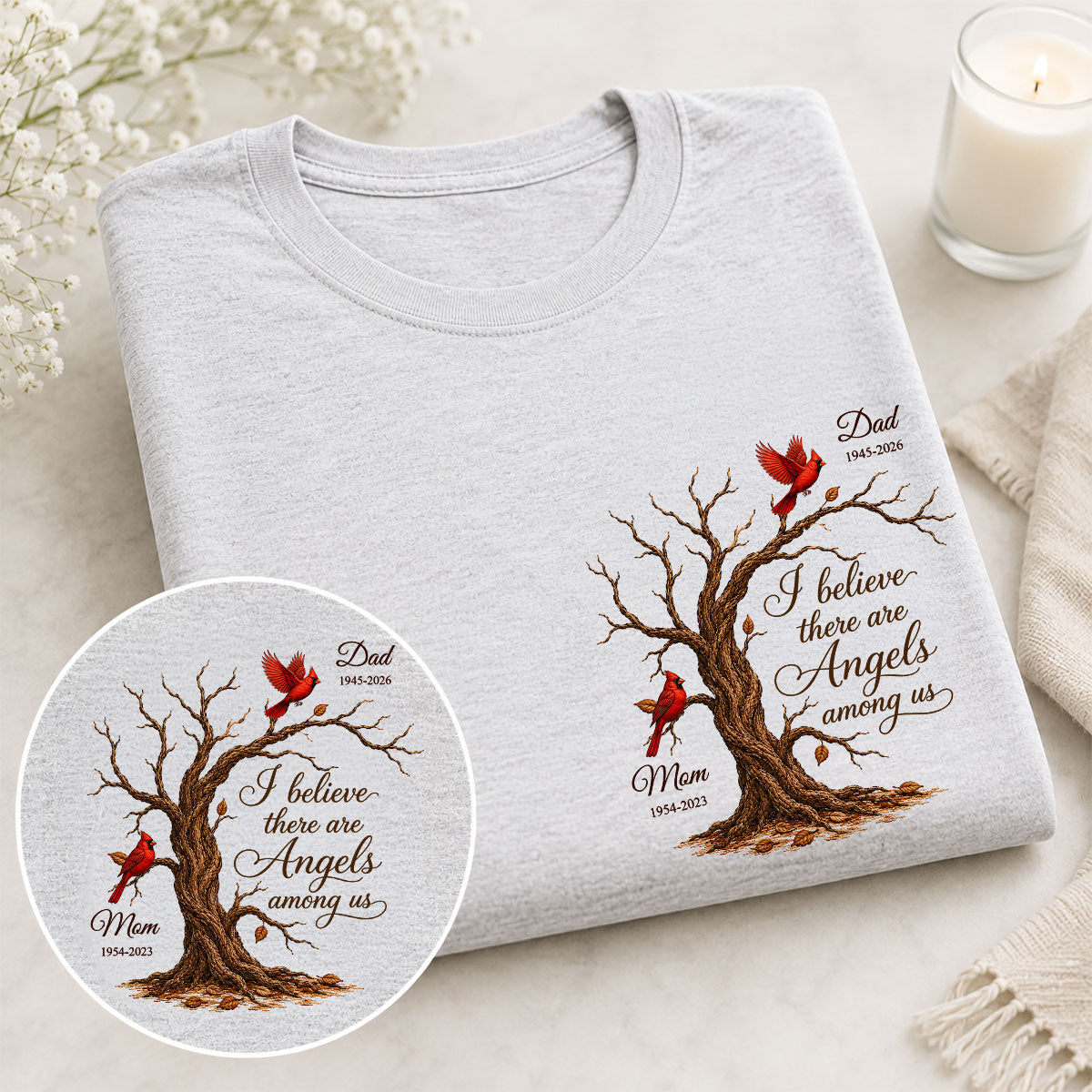Old Tree Memorial Cardinal - Personalized Shirt - Remembrance Gift