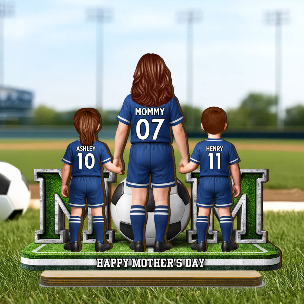 Soccer Mom And Kids Together - Personalized 2-Layered Wooden Plaque - Mother's Day Gift For Soccer Mom, Gift For Wife