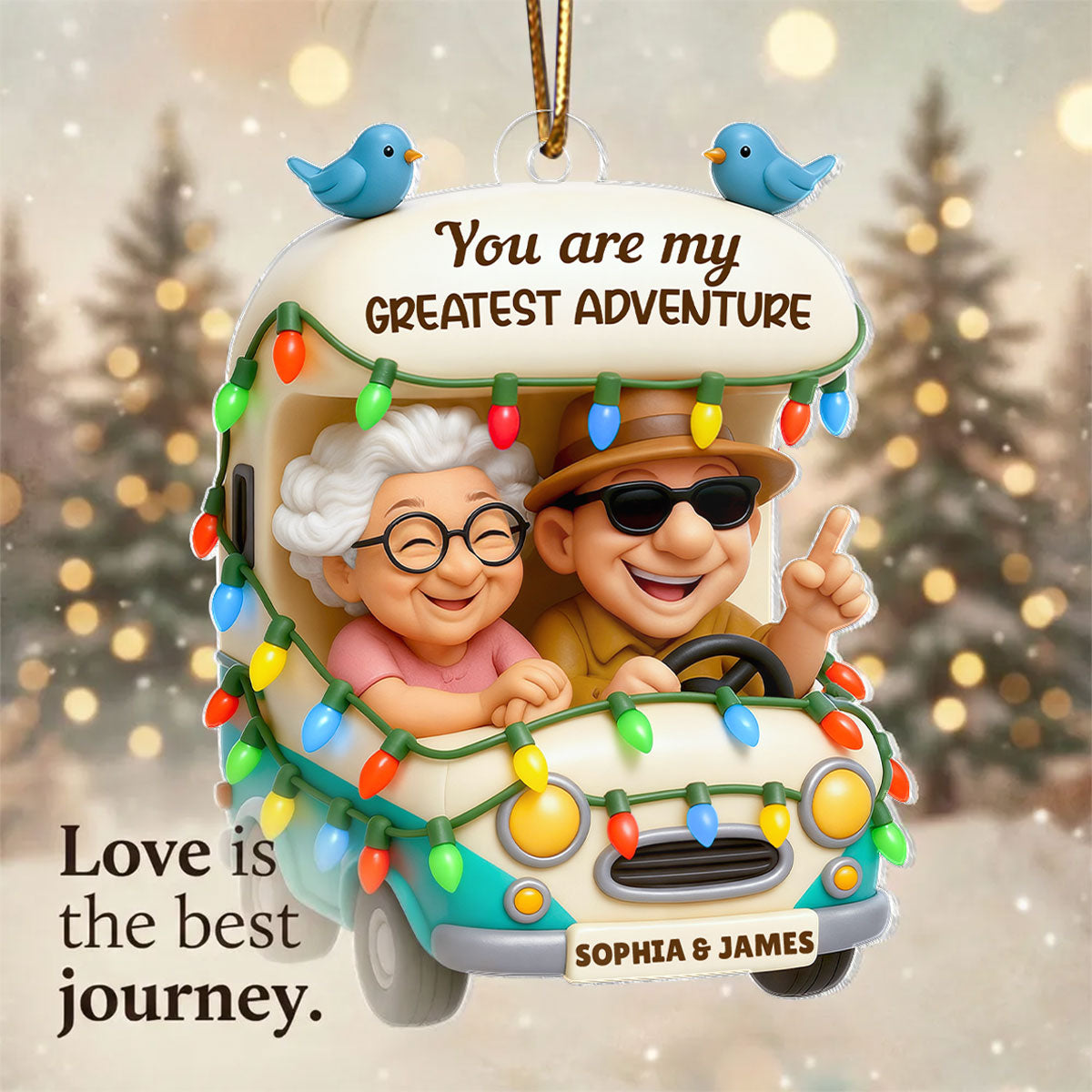 You Are My Greatest Adventure Old Couple - Personalized Acrylic Ornament - Christmas Gift For Him, For Her, For Couple