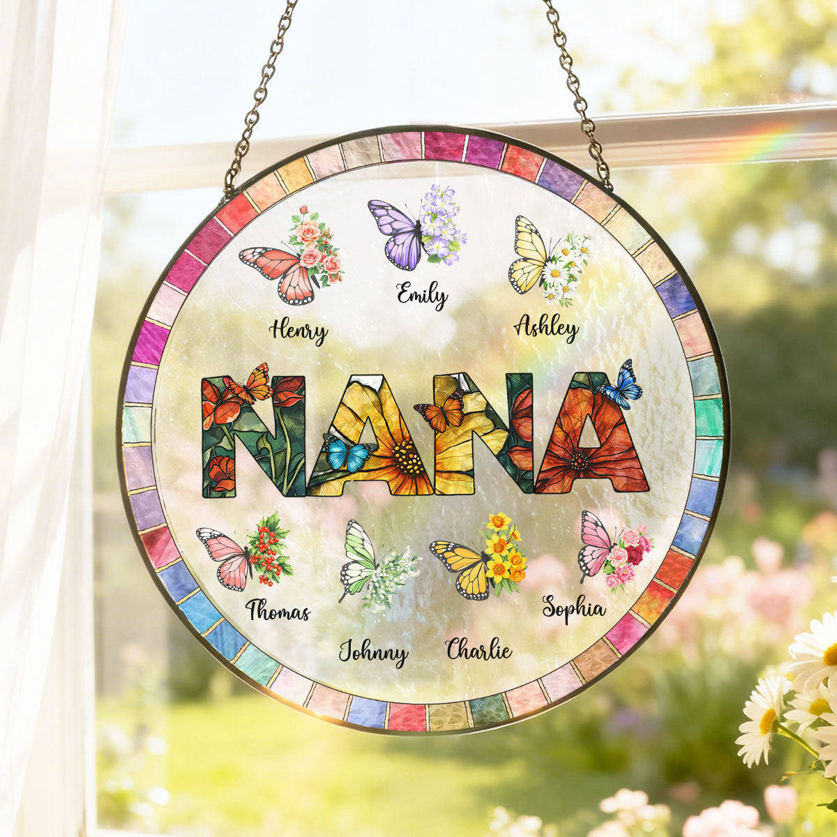 Grandma Butterfly with Grandkids' Names - Personalized Suncatcher - Mother's Day Gift for Mom, Grandma, Wife