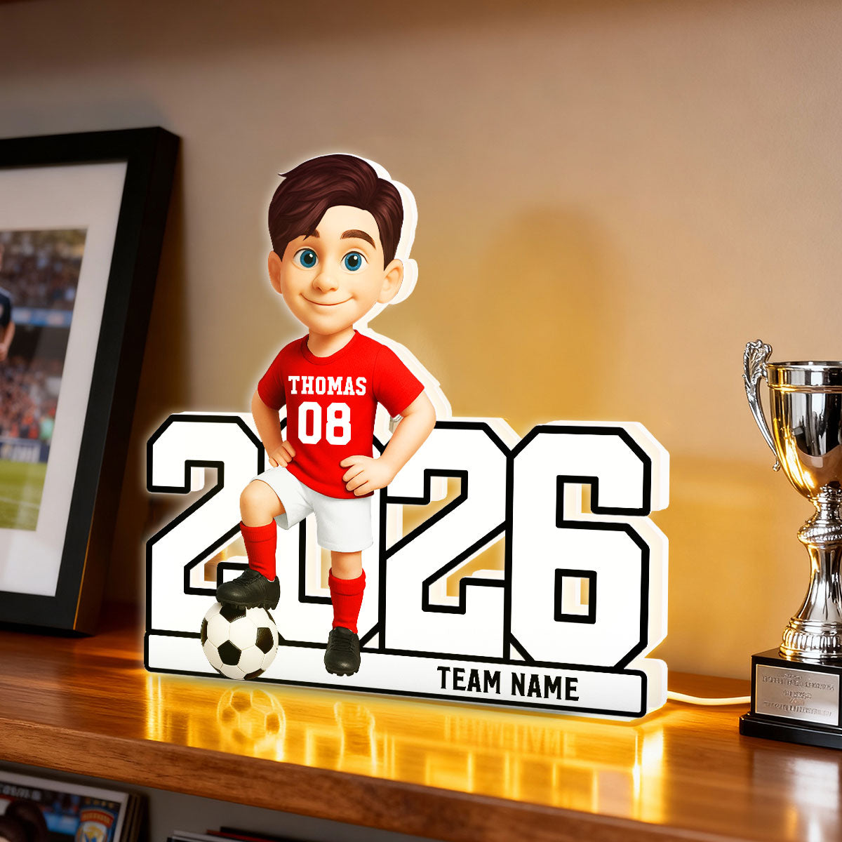 Christmas Soccer Player - Personalized Light Box - Gift For Soccer Lovers, Soccer Team