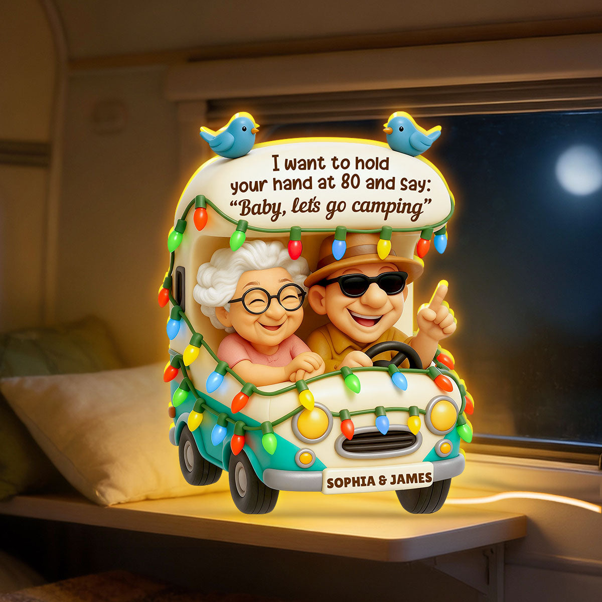 Baby Let's Go Camping Old Couple - Personalized Light Box - Gift For Him, Gift For Her, Gift For Couple