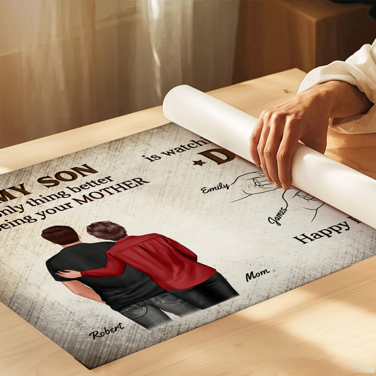 Retro Vintage From Mom Dad To Son Watching You Be A Dad Fist Bump - Personalized Poster - Father's Day Gift For Son