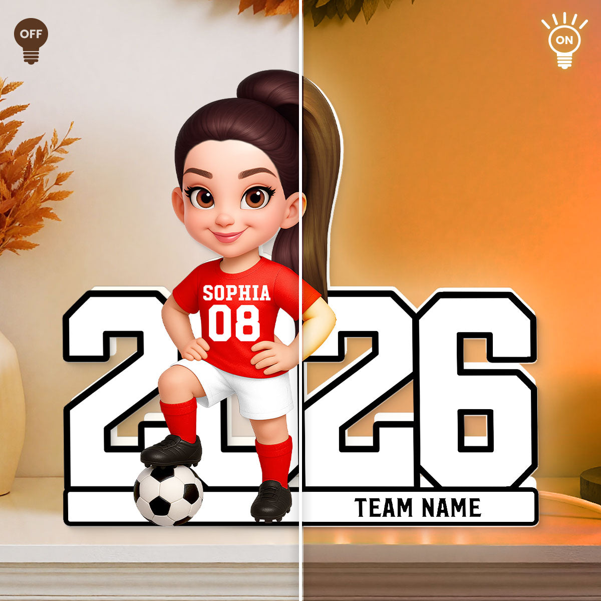 Christmas Soccer Player - Personalized Light Box - Gift For Soccer Lovers, Soccer Team