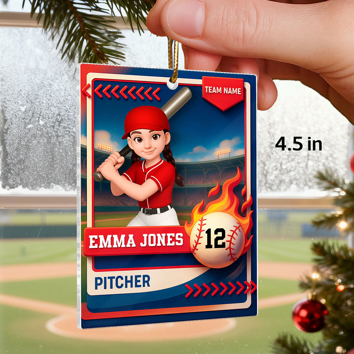 Baseball Trading Card - Personalized Acrylic Ornament - Christmas Gift for Son, Daughter, Grandkid