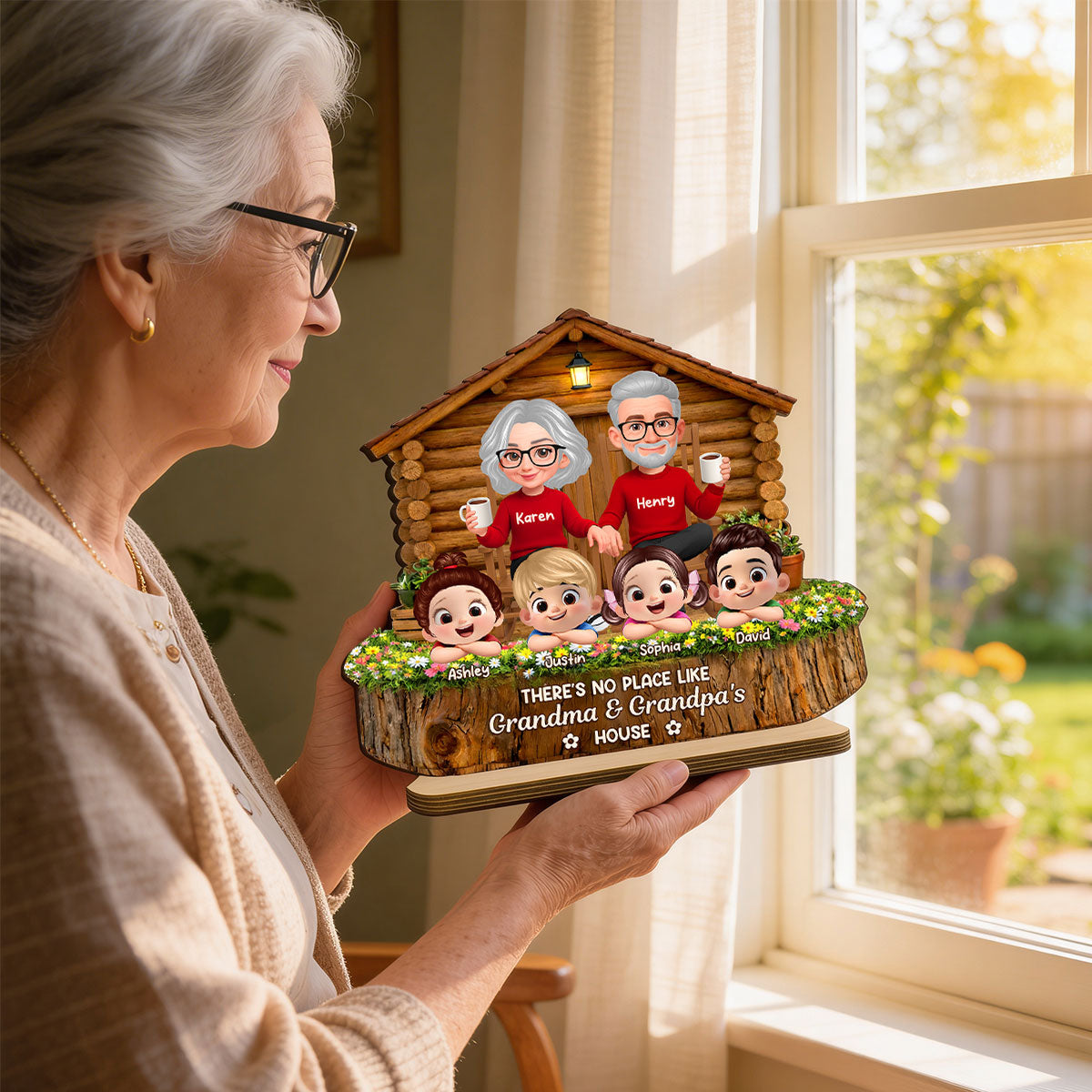 No Place Like Grandma & Grandpa's - Personalized 2-Layered Wooden Plaque - Gift for Grandma, Grandpa