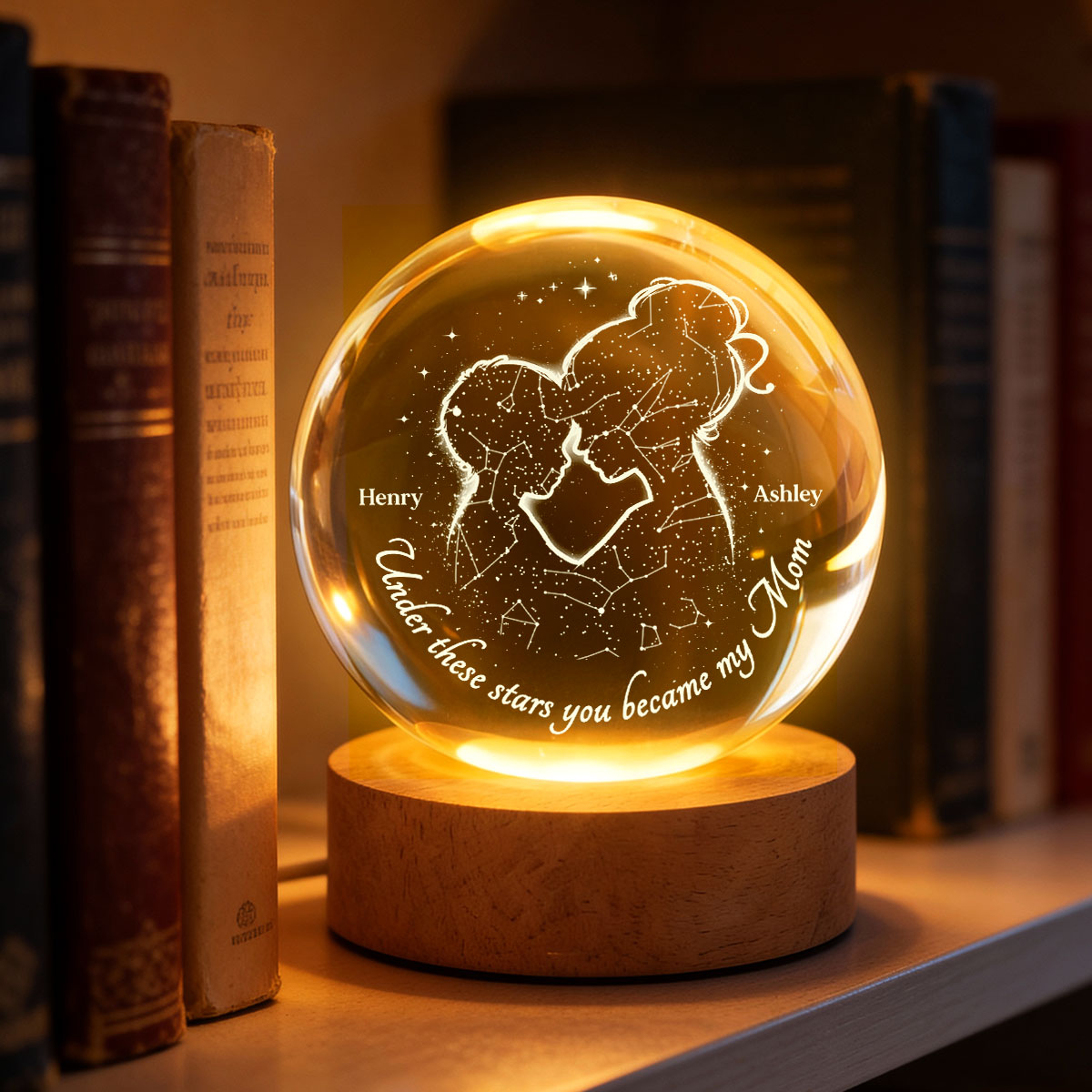The Night You Became My Mom - Personalized Crystal Ball - Heartfelt Gift For Mom, Grandma
