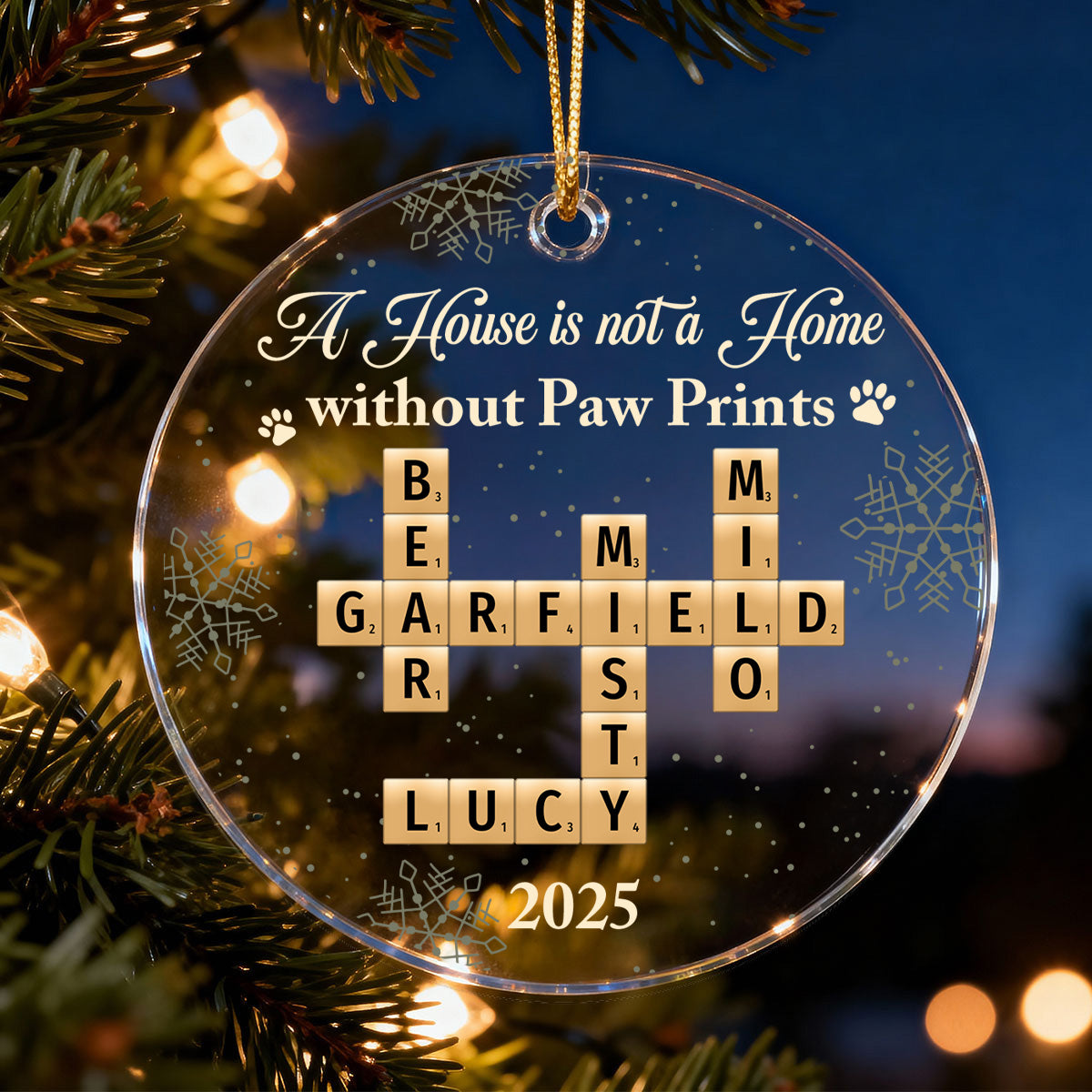 A House Is Not A Home Without Paw Prints Crossword Puzzle Art - Personalized Acrylic Ornament