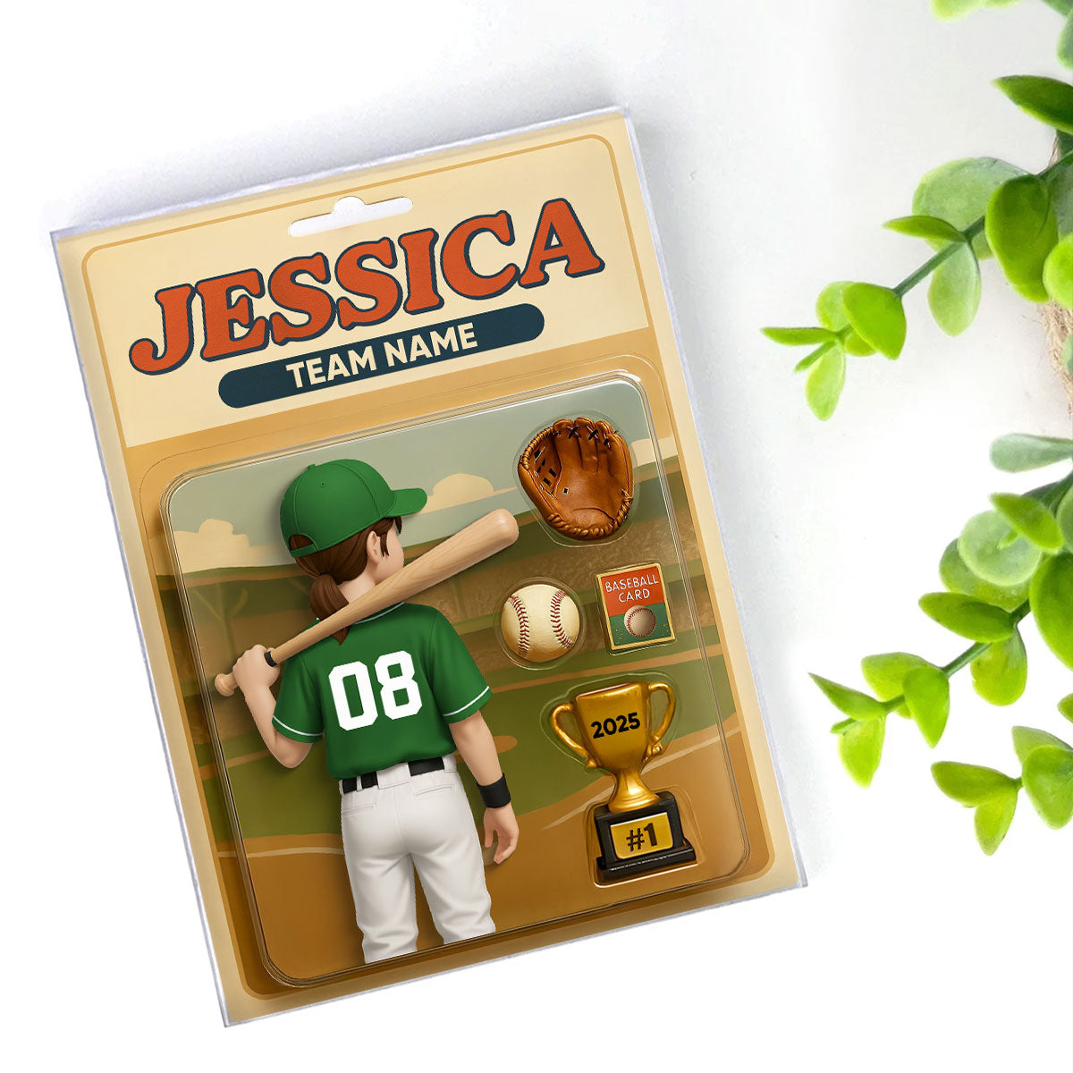 Baseball Player Custom Figure 3D Effect - Personalized Acrylic Block Plaque - Christmas Gift for Son, Daughter, Grandkids