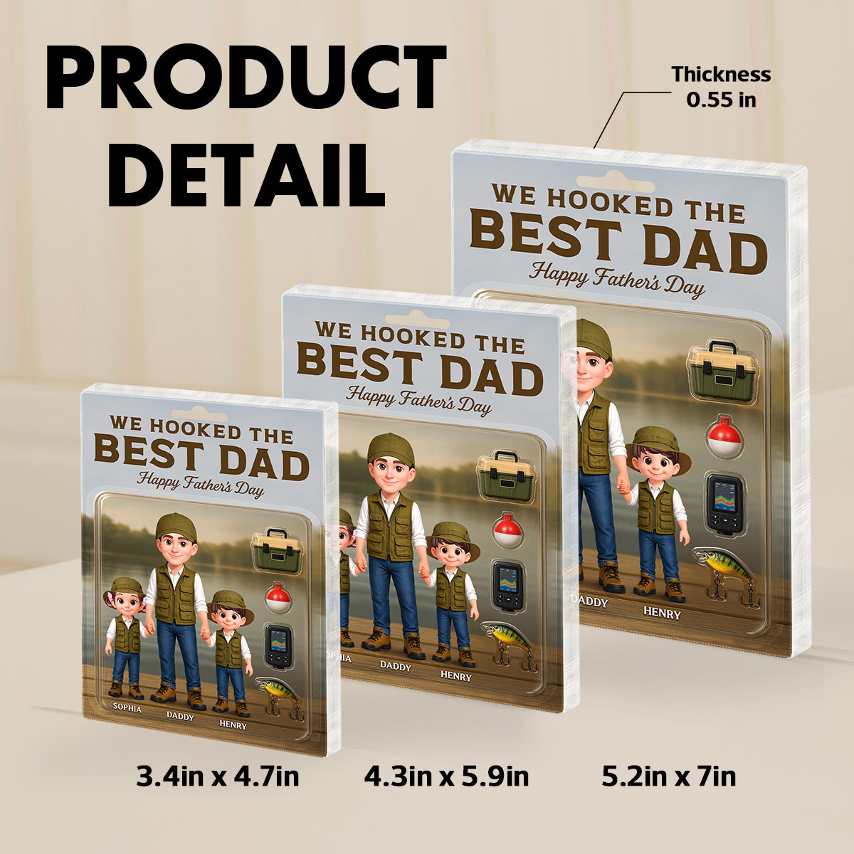 Fishing We Hooked The Best Dad - Personalized Acrylic Block Plaque -  Gift For Dad