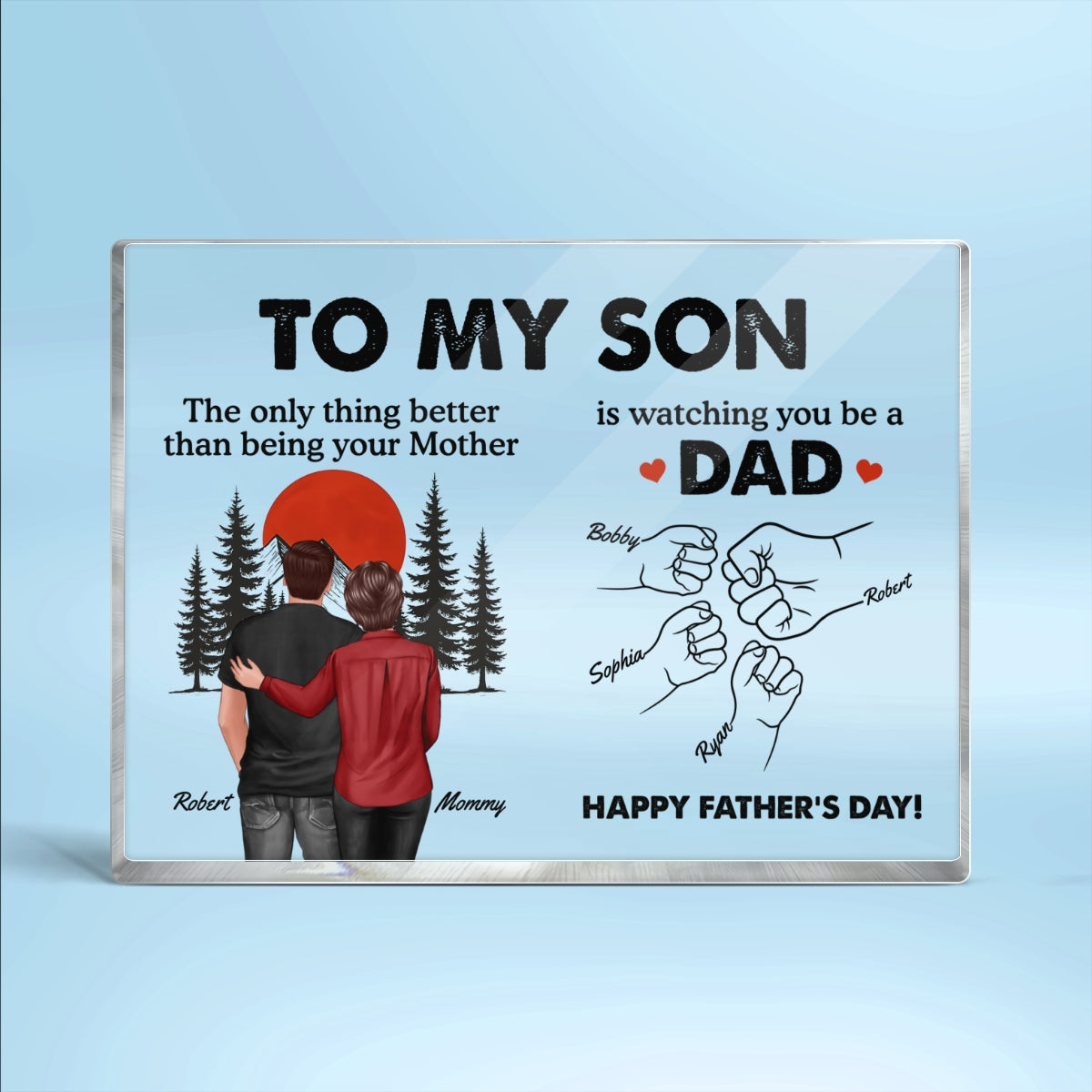Retro Vintage Sunset To My Son Watching You Be A Dad - Personalized Acrylic Block Plaque -  Gift For Son