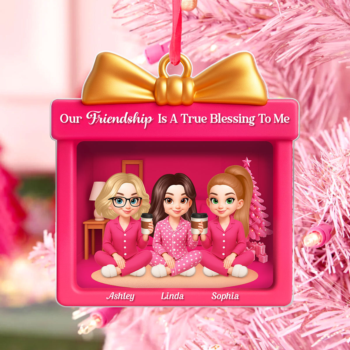 There Is No Greater Gift Than Friendship - Personalized Acrylic Ornament - Perfect Christmas Gift for Best Friends