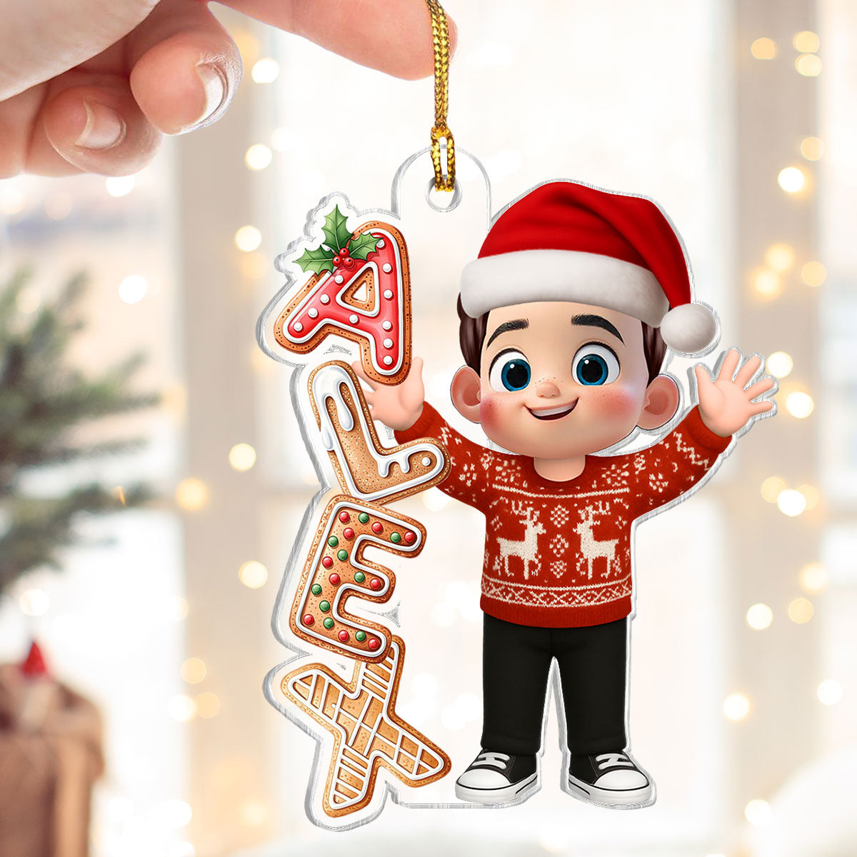 Custom Family Name Gingerbread Alphabet Ornament - Personalized Acrylic Ornament - Cute Christmas Gift For Family