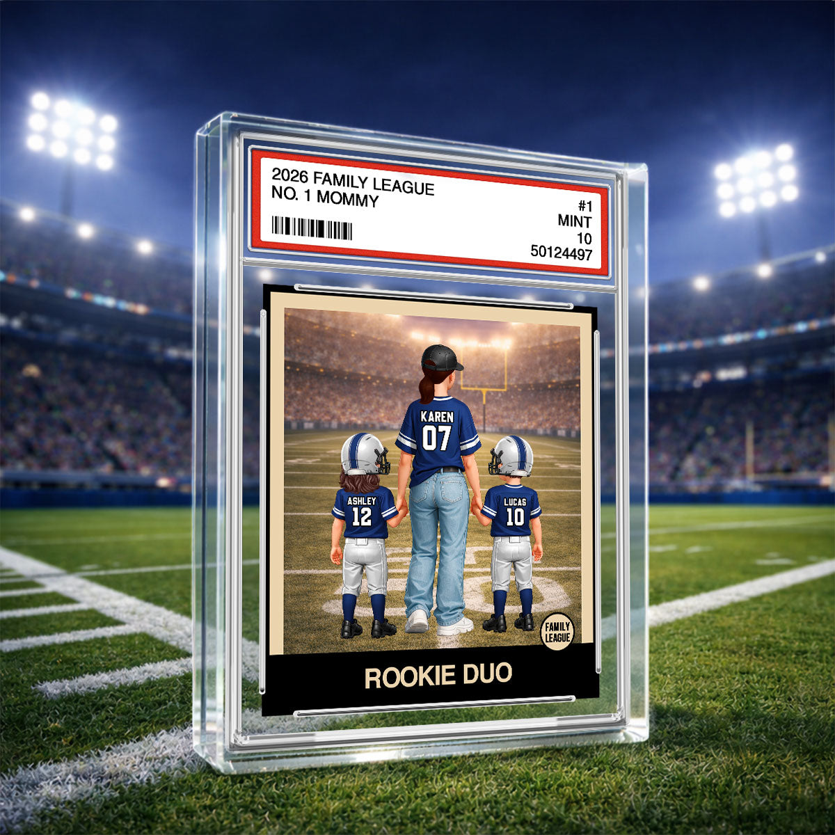 Rookie Duo Football Mom Trading Card - Personalized Acrylic Block Plaque - Mother's Day Gift, Gift For Football Mom