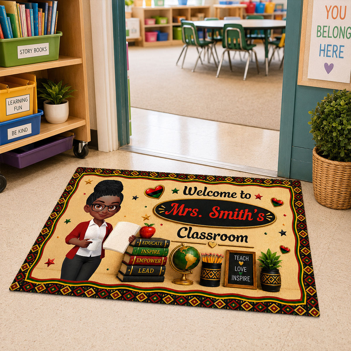 Proud African American Teacher - Personalized Doormat - Appreciation Gift For Teacher