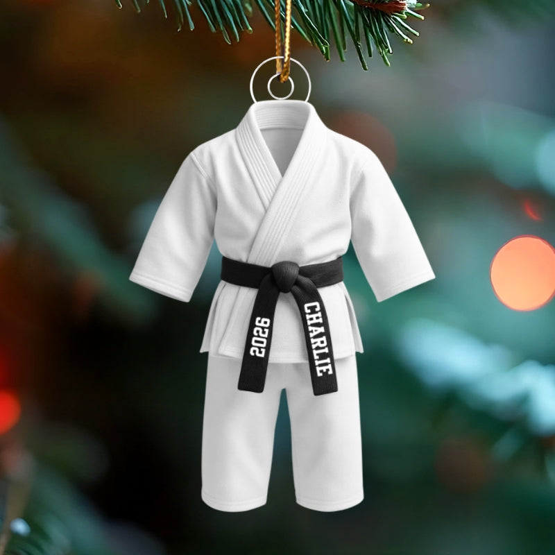 3D Effect Karate Uniform Martial Arts - Personalized Acrylic Ornament - Unique Christmas Gift For Son, Daughter, Grandson, Granddaughter