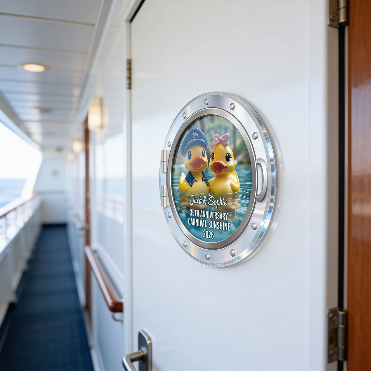 Rubber Duck Couple Anniversary Cruise - Personalized Cruise Door Acrylic Magnet - Cruise Trip Keepsake
