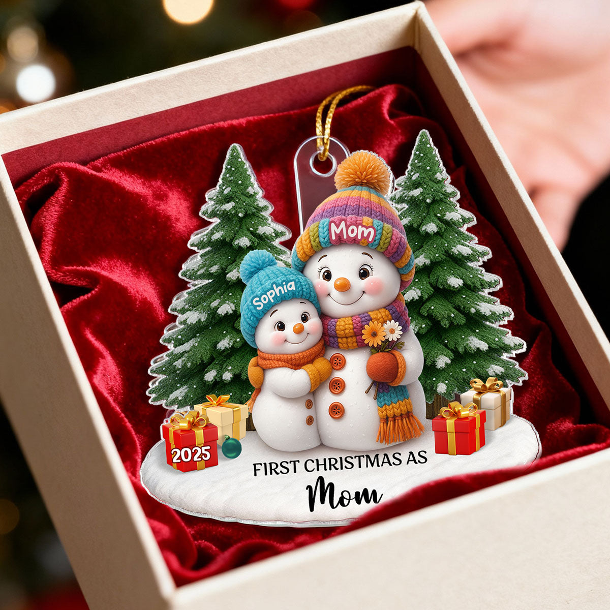First Christmas As Grandma Mom Big Sister Snowman - Personalized Acrylic Ornament - Christmas Gift for Grandma, Mom, Big Sister