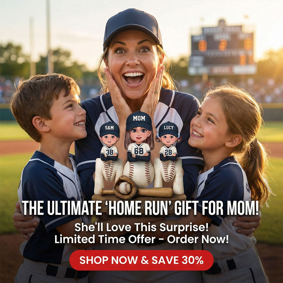 Proud Baseball Mom - Personalized 2-Layered Wooden Plaque - Gift For Mom