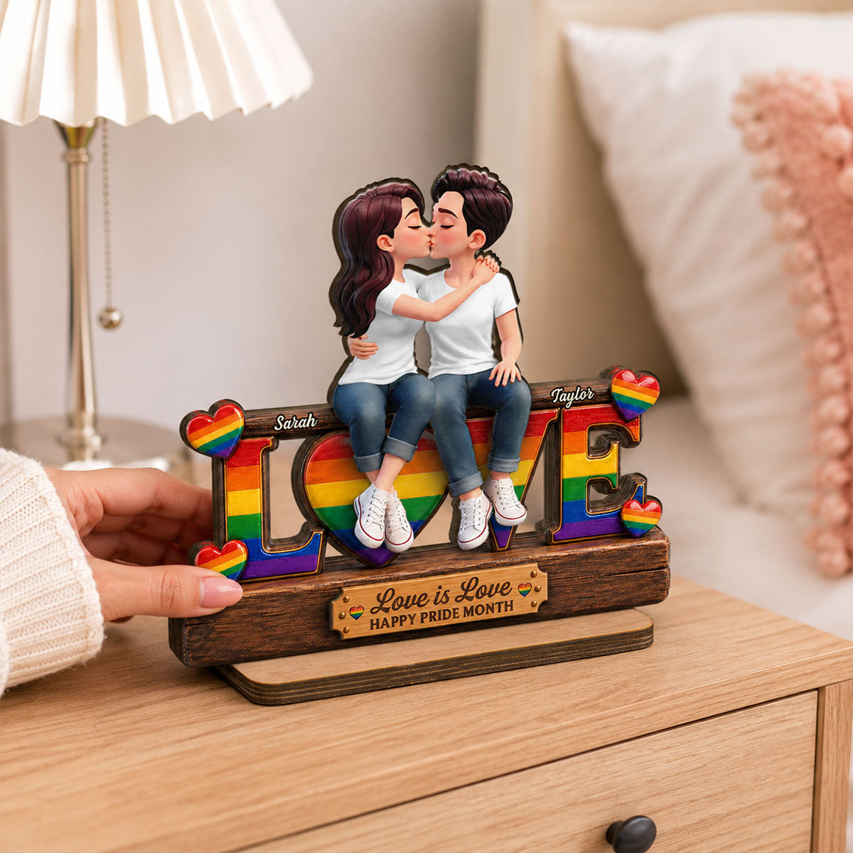 LGBT+ Couple Forever Love - Personalized 2-Layered Wooden Plaque - Gift For Couple, Happy Pride Month
