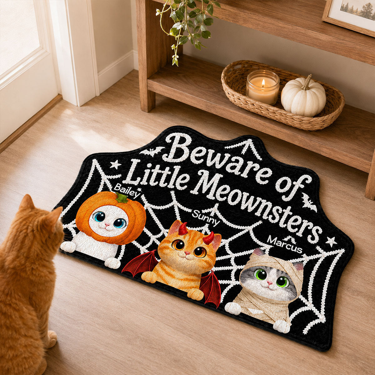 Creepy Cute Cat - Personalized Doormat - Halloween Gift Fot Cat Lovers