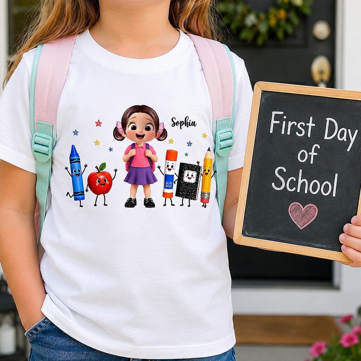 Cute Kid Funny School Supplies Friends - Personalized Shirt - Back To School Gift For Kids