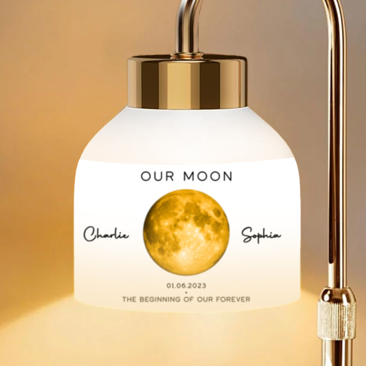 Our Moon Special Day Custom Moon Phase - Personalized Candle Warmer Lamp - Anniversary Gift For Wife, Gift for Husband