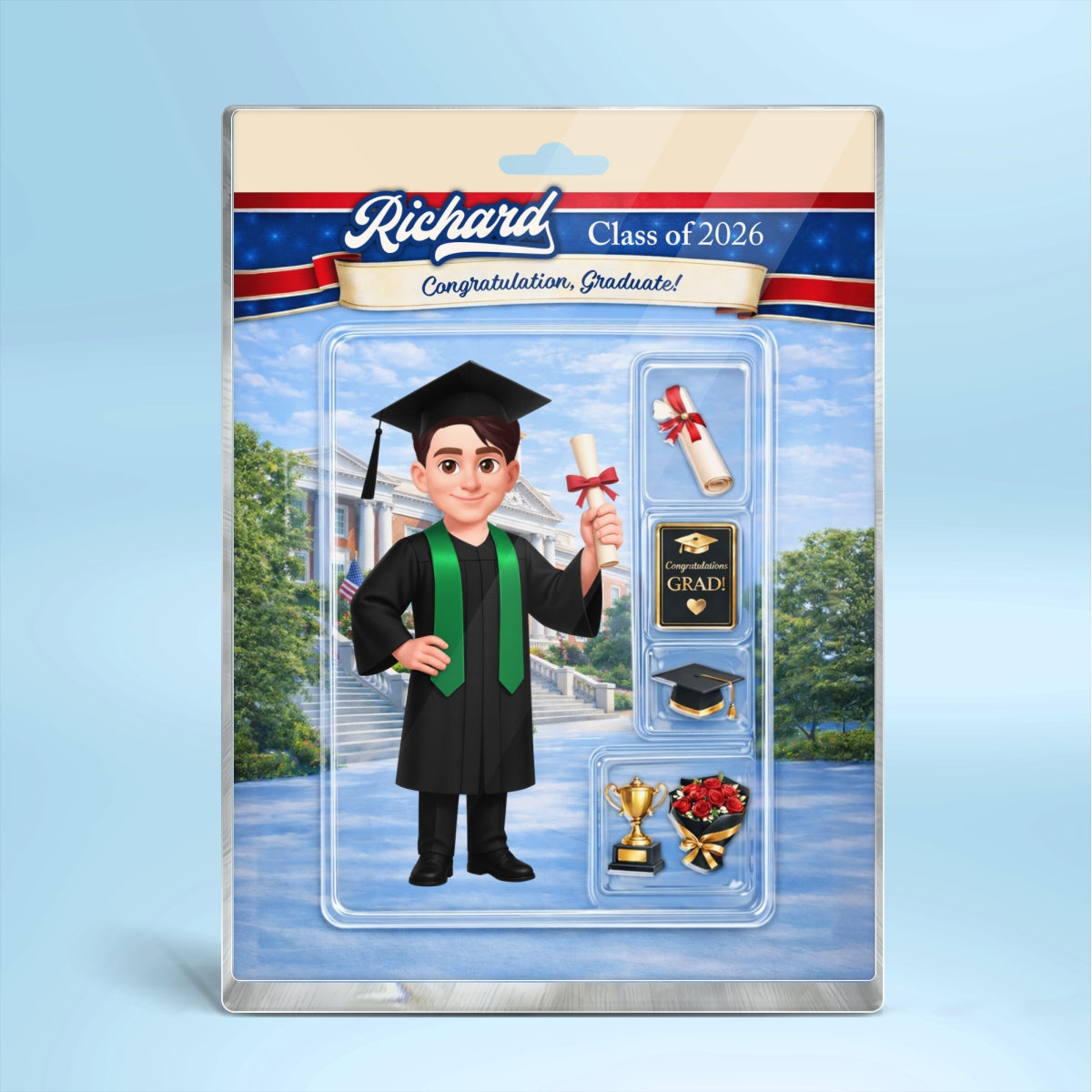 3D Effect Senior Action Figure - Personalized Acrylic Block Plaque - Graduation Gift For Seniors, Daughter, Son, Grandkids