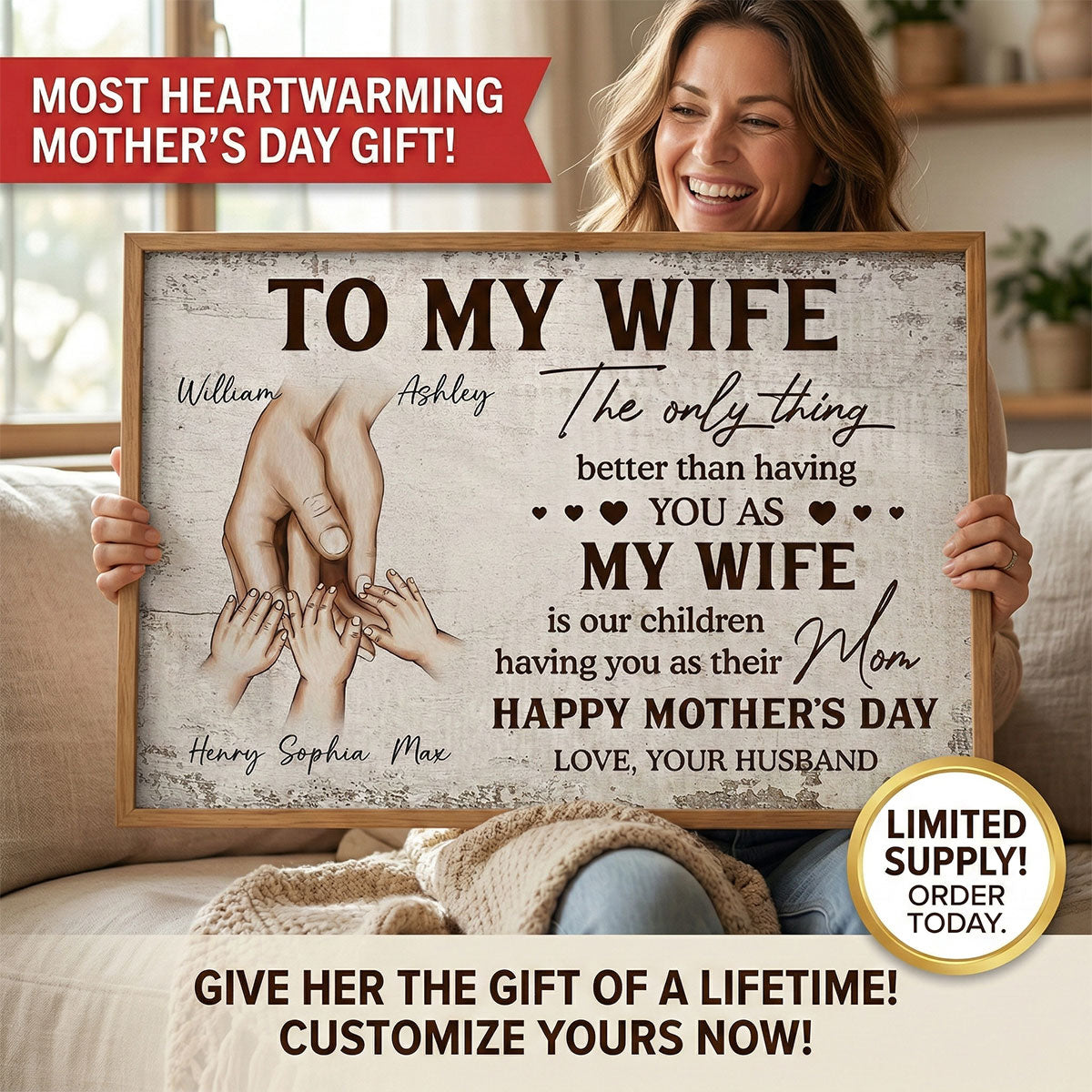 Family Holding Hands The Only Thing Better Than Having You As My Wife - Personalized Poster - Mother's Day Gift For Wife