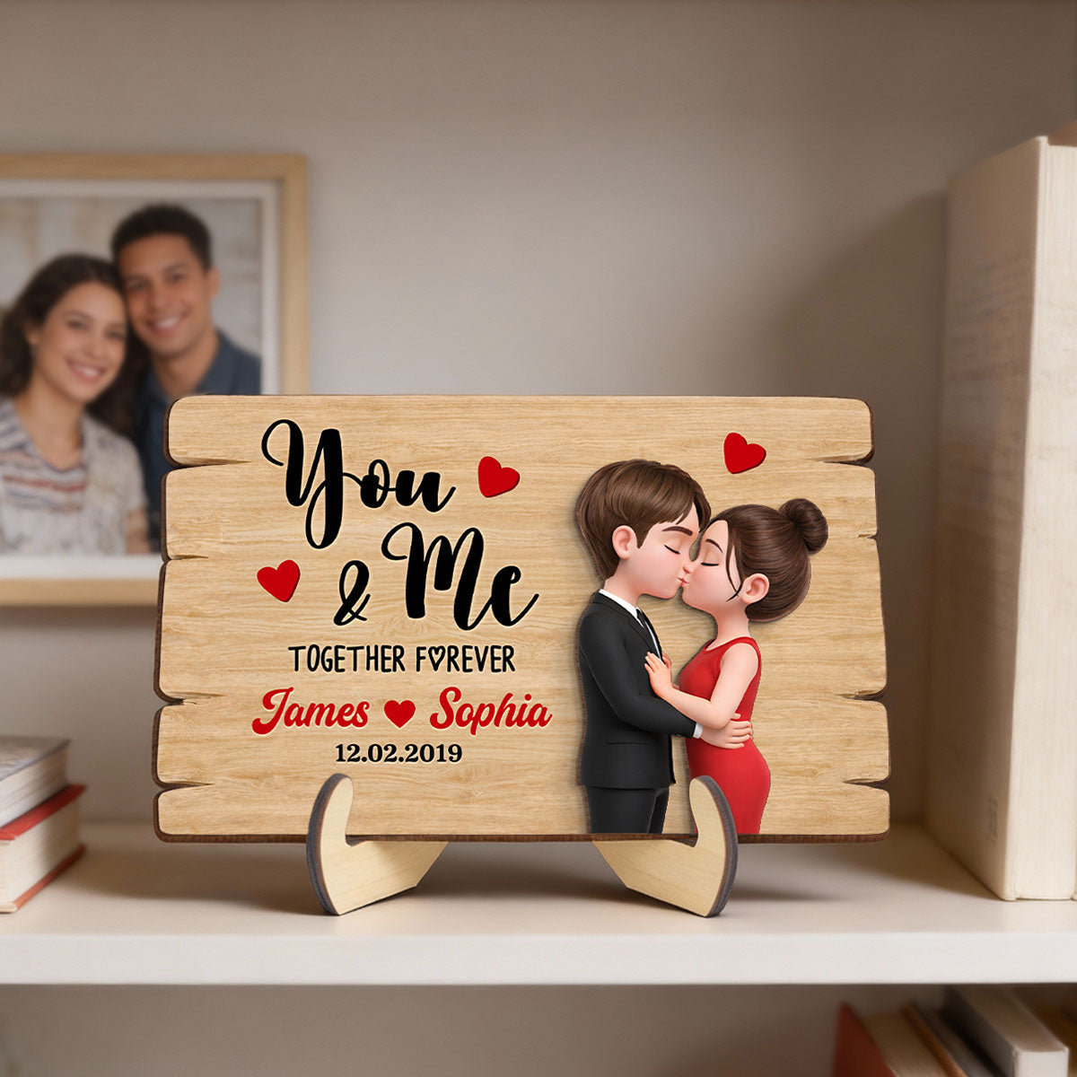 You & Me Together Forever - Personalized 2-Layered Wooden Plaque - Anniversary, Valentine's Day Gift, Gift For Him, Gift For Her