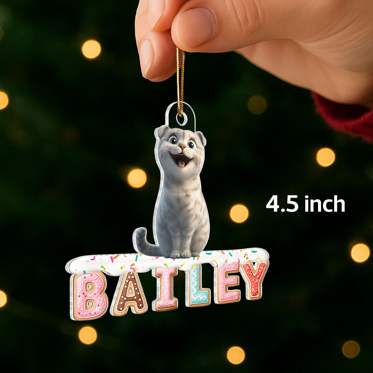 Custom Cartoon Dog Cat Pet Name Cookies Alphabet - Personalized Acrylic Ornament - Christmas Gift for Pet Lovers