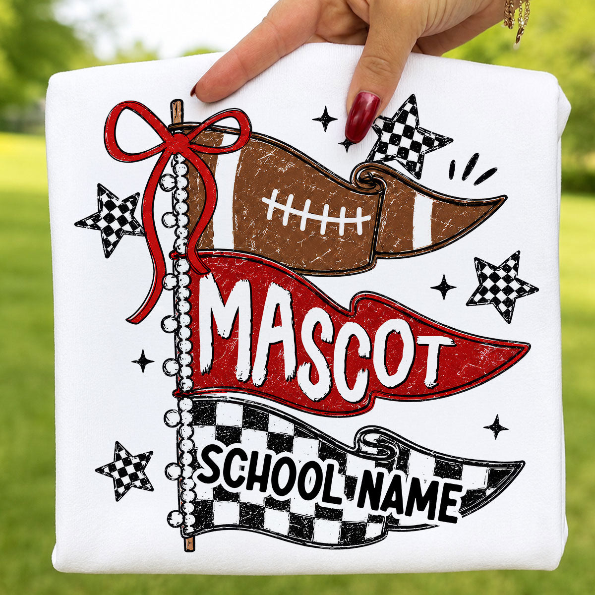 Custom Football Mascot Pennant - Personalized Shirt - School Spirit Shirt, Game Day Shirt For Football Mom