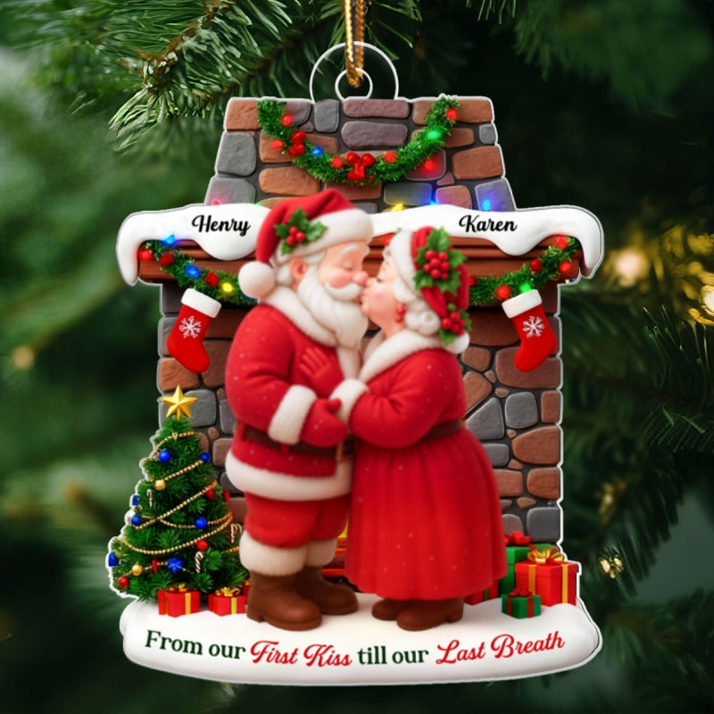 Santa Couple from Our 1st Kiss til Our Last Breath - Personalized Acrylic Ornament - Christmas Gift for him, Gift for her