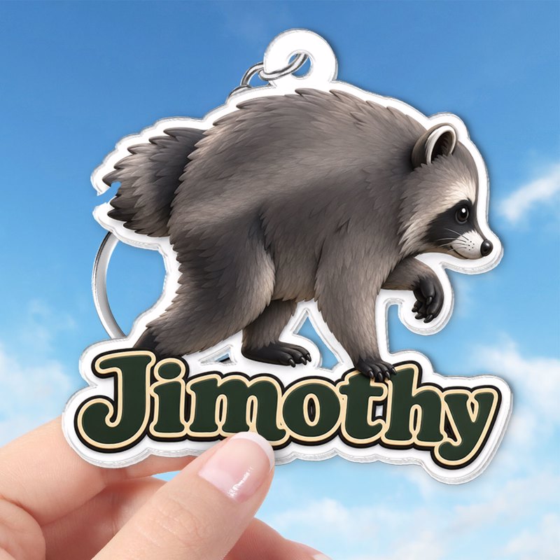 Trending Viral Jimothy Raccoon Acrylic Keychain - Trending 2026 Keep Sake
