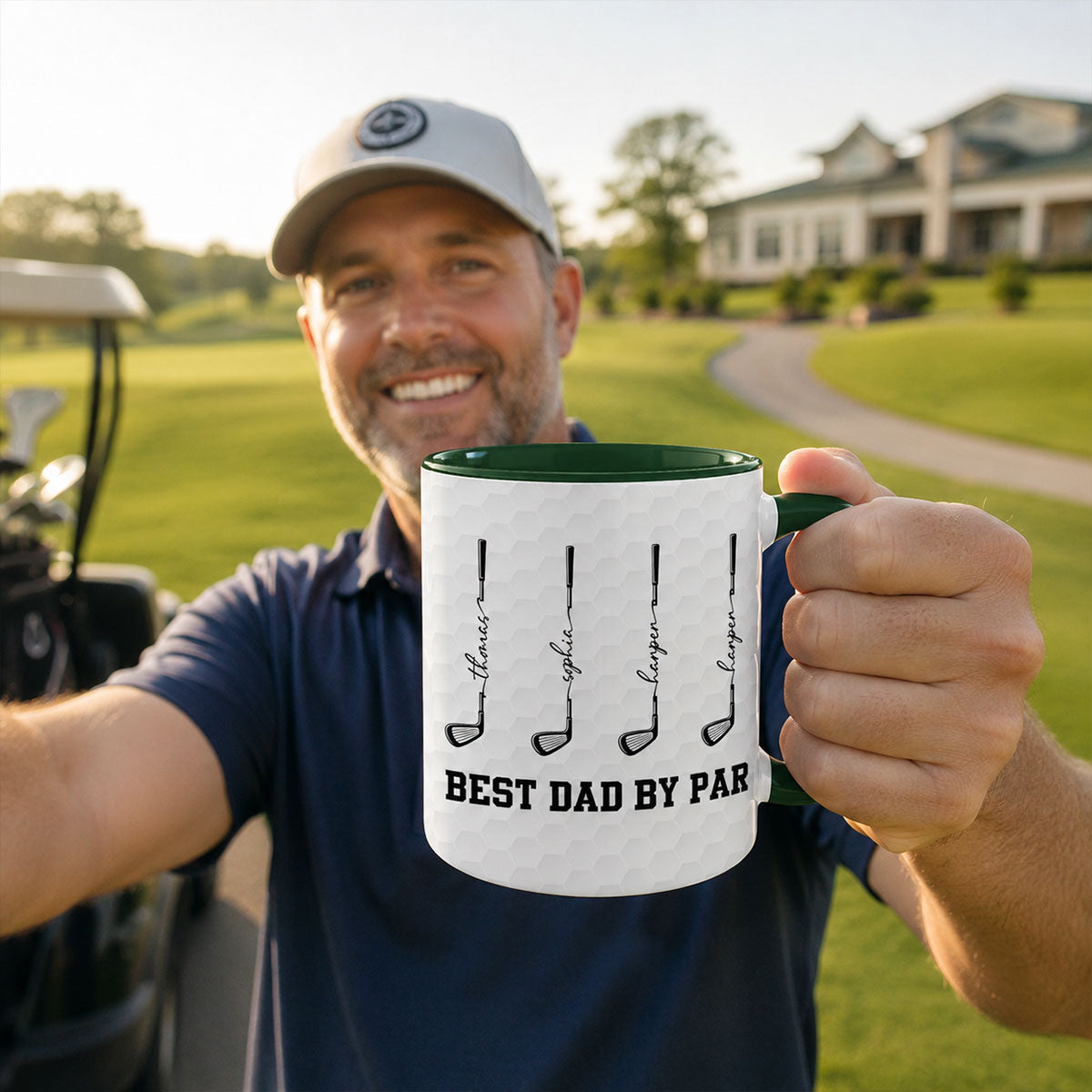 Best Dad By Par Custom Kid Name - Personalized Mug - Father's Day Gift For Golf Dad, Grandpa