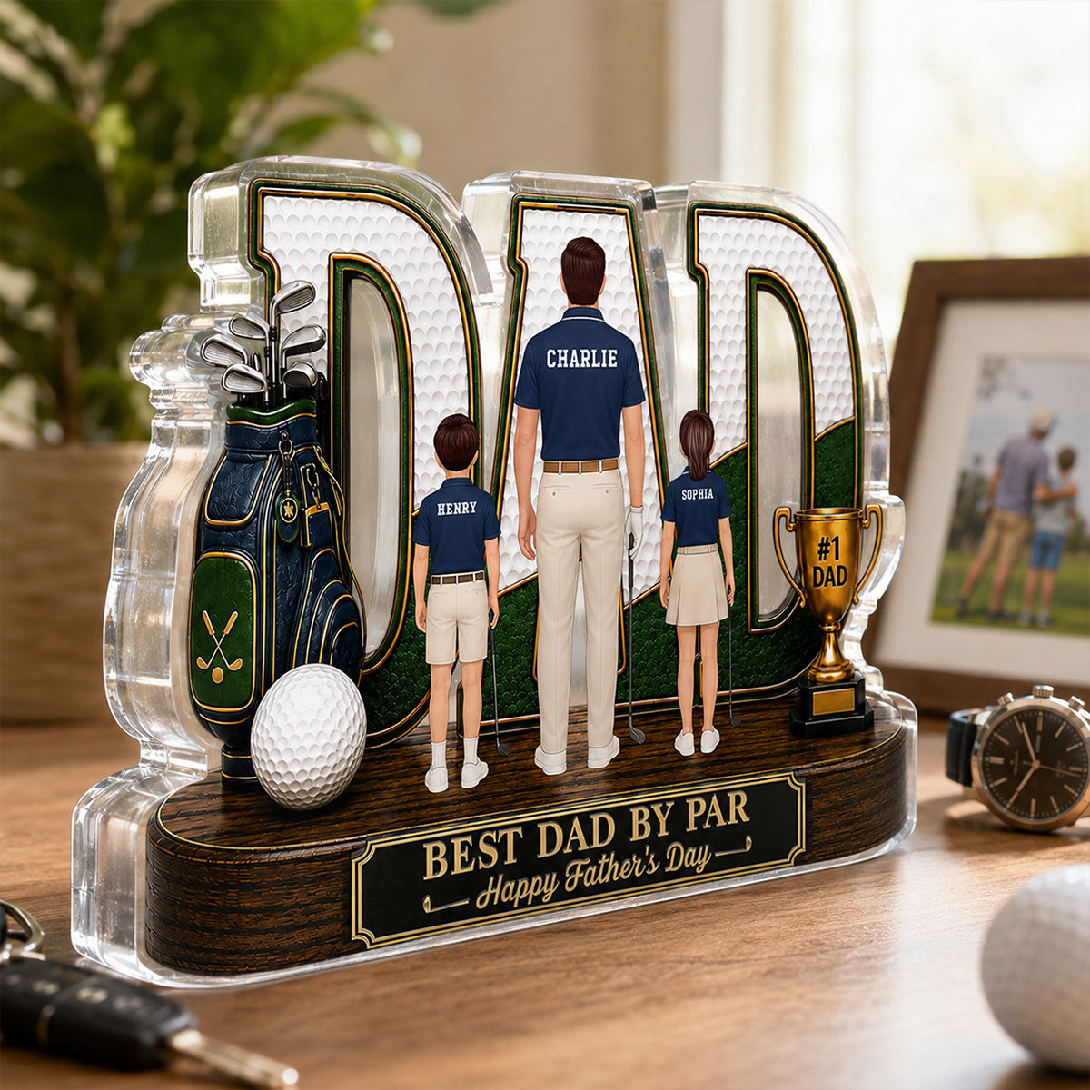 Golf Dad Legend Best Dad By Par - Personalized Acrylic Block Plaque - Unique Trending  Gift For Dad