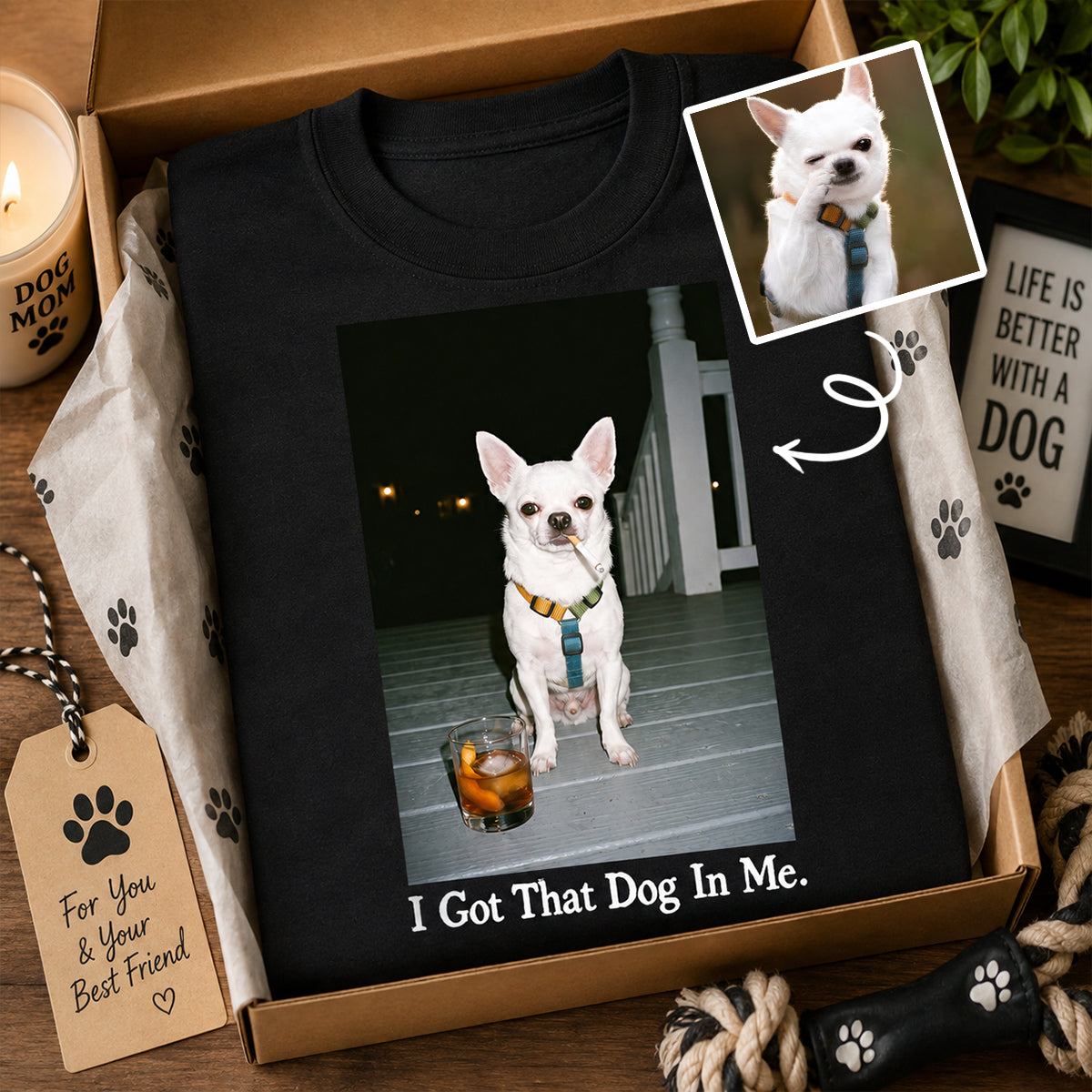 I Got That Dog In Me Custom Dog Photo - Personalized Shirt - Smoking Dog Tee, Weird Pet Gift