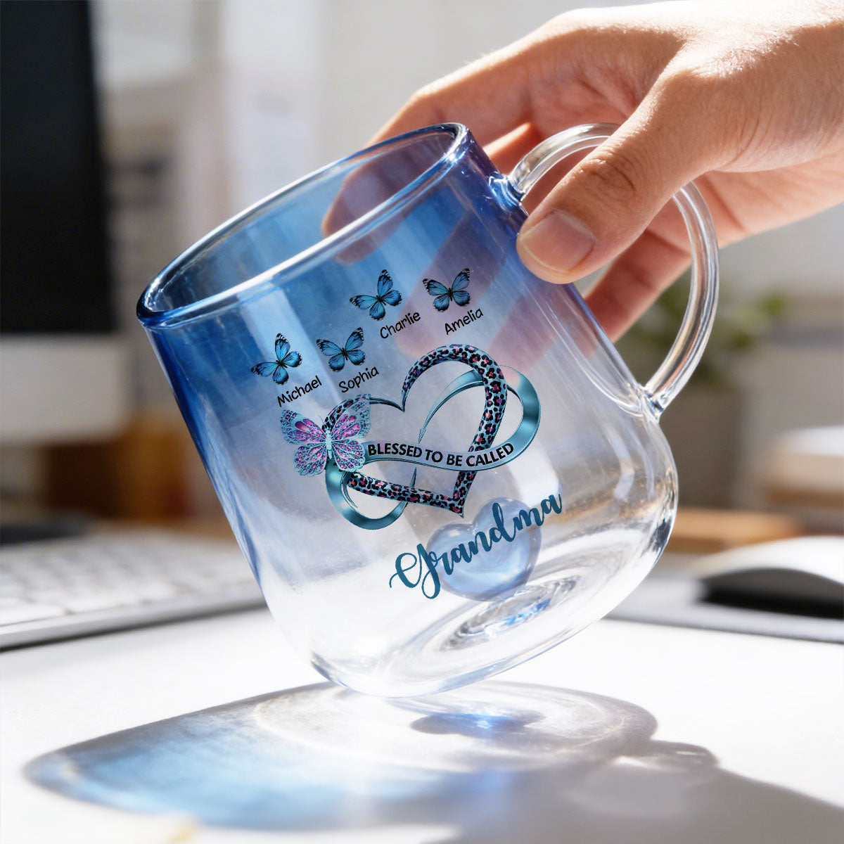 Blessed To Be Called Grandma - Personalized Glass Mug - Heartfelt Mother's Day Gift for Mom, Grandma, Wife