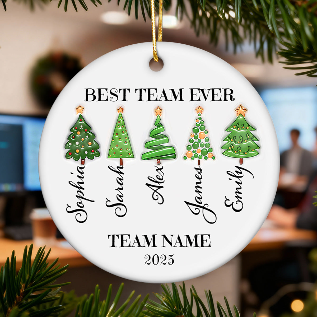Best Team Ever Work Team Member - Personalized Ceramic Ornament - Corporate Gift Exchange