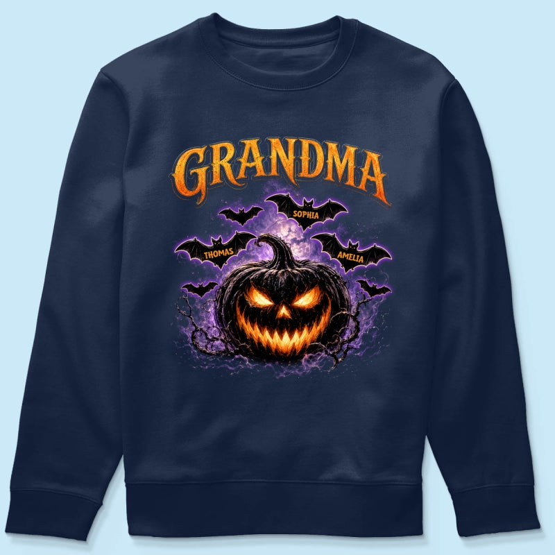Jack O Lantern Pumpkin Grandma - Personalized Shirt - Trendy Halloween Tee for Grandma