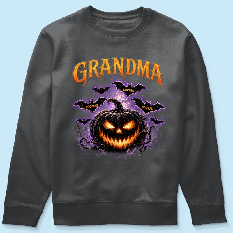 Jack O Lantern Pumpkin Grandma - Personalized Shirt - Trendy Halloween Tee for Grandma