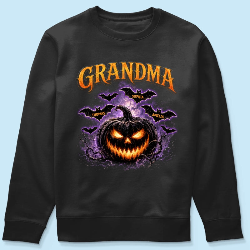 Jack O Lantern Pumpkin Grandma - Personalized Shirt - Trendy Halloween Tee for Grandma