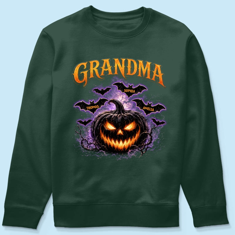 Jack O Lantern Pumpkin Grandma - Personalized Shirt - Trendy Halloween Tee for Grandma