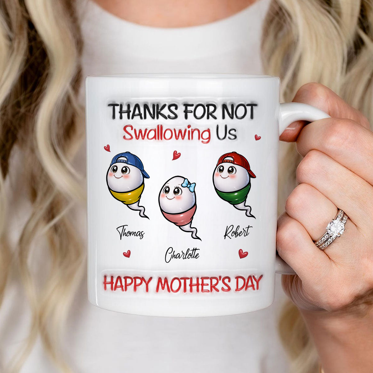 Little Cute Kids Thanks For Not Swallowing Us - Personalized Mug - Funny Mother's Day Gift For Mom