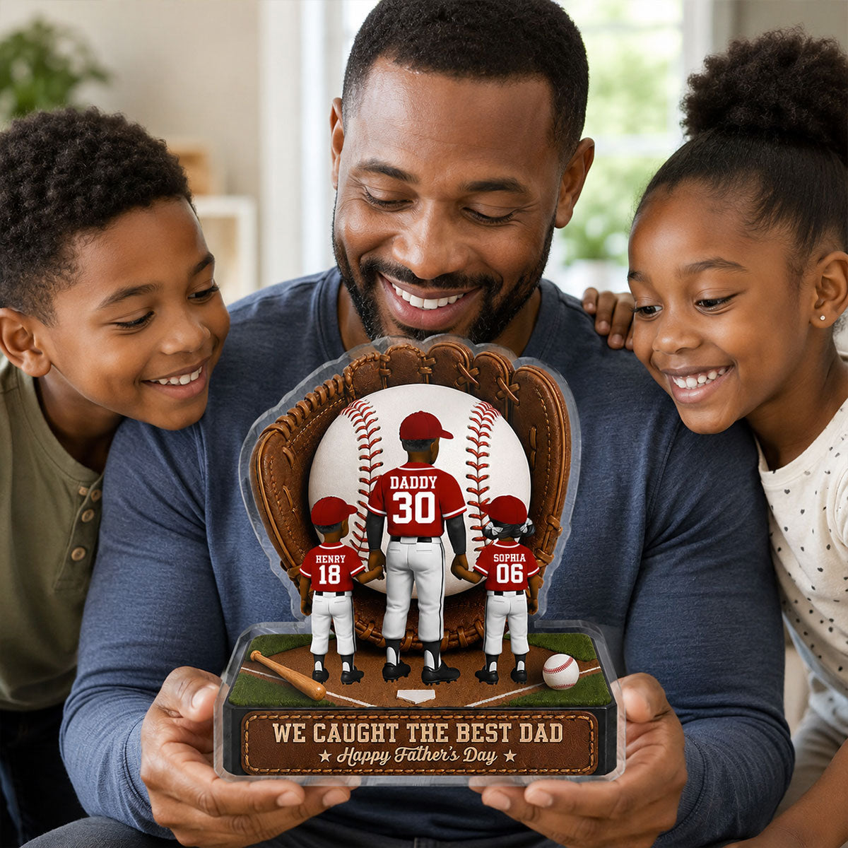 Baseball Dad Legend We Caught The Best Dad - Personalized Acrylic Block Plaque -  Gift For Dad