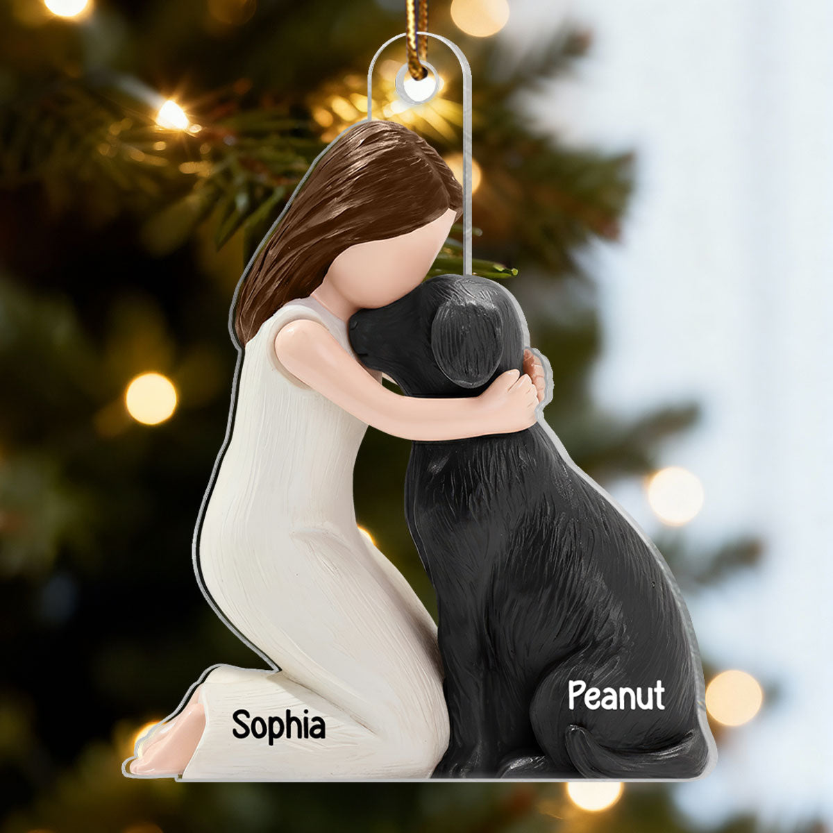 3D Effect Girl & Her Dog My Forever Best Friend - Personalized Acrylic Ornament