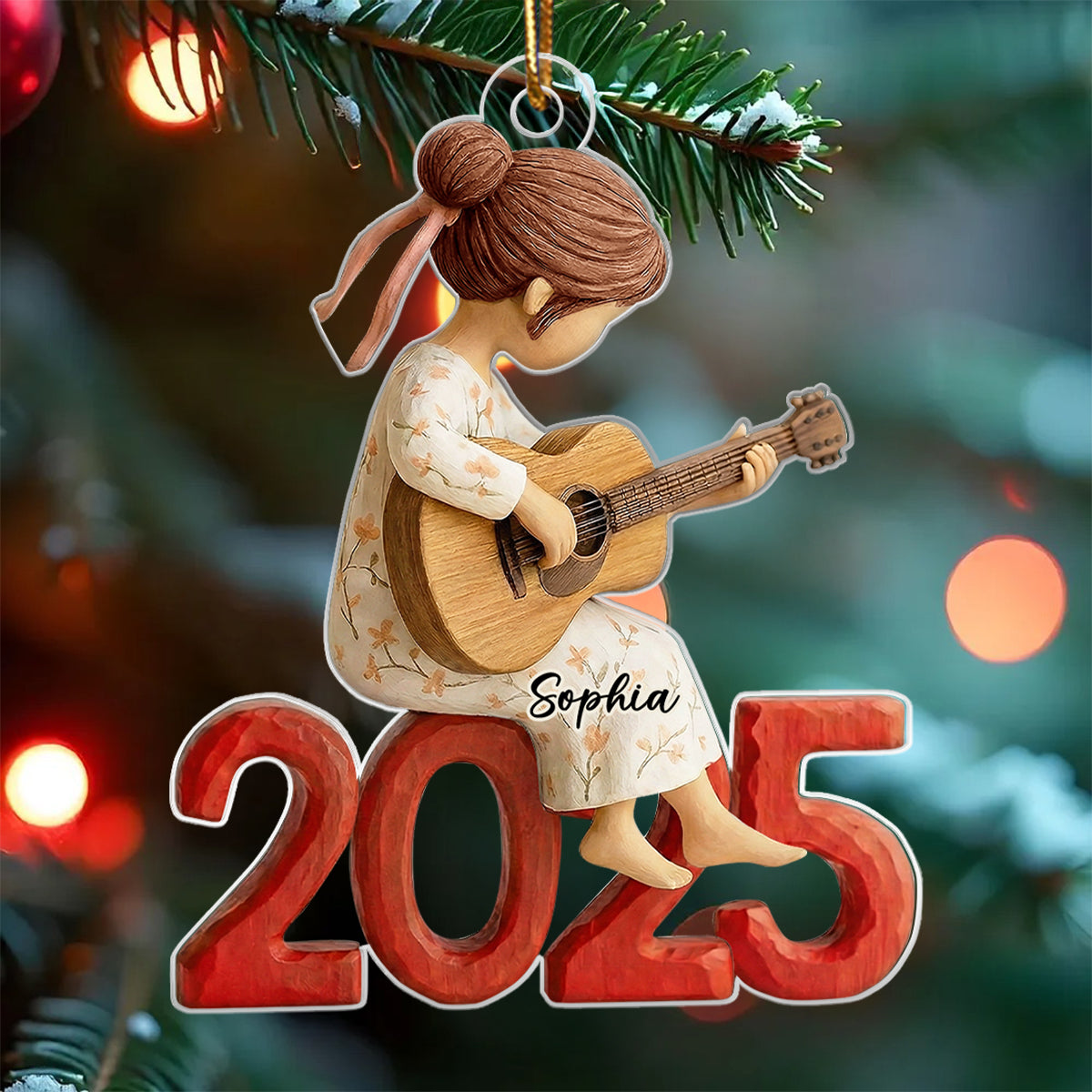 Guitar Player Wooden Figurine 2025 - Personalized Acrylic Ornament - Unique Christmas Gift For Guitarist