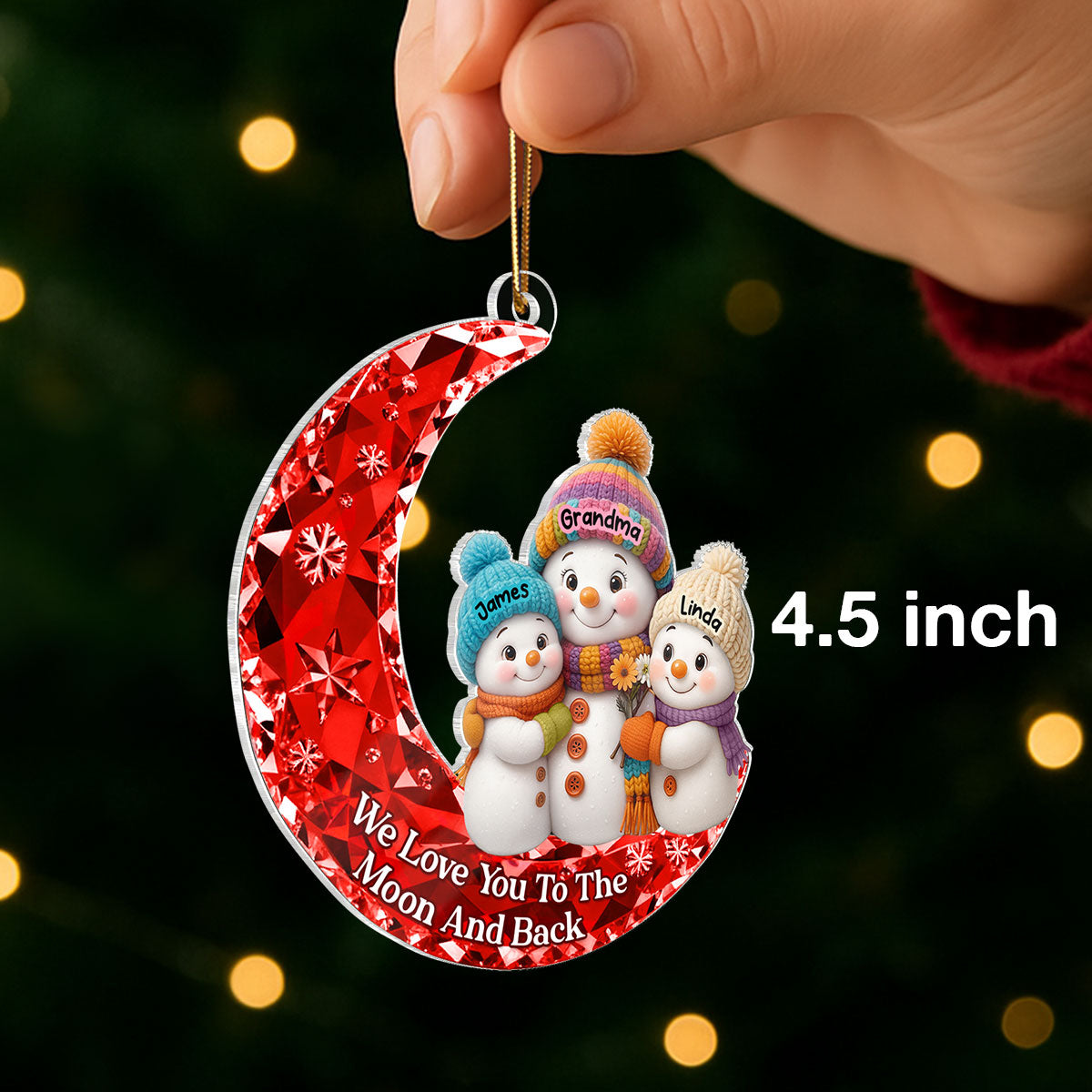 Love my Grandkid to the Moon and Back 3D Crystal Effect  - Personalized Acrylic Ornament - Christmas Gift for Grandma, Grandkids